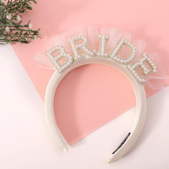 Bridal Hair Accessory Pearl Rhinestone Wedding Headband Bridal Party main image 4